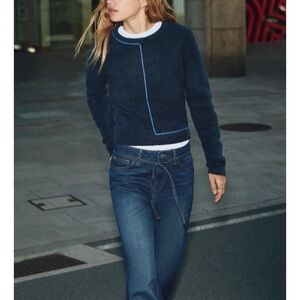 Zara Knit Sweater with Contrast Piping